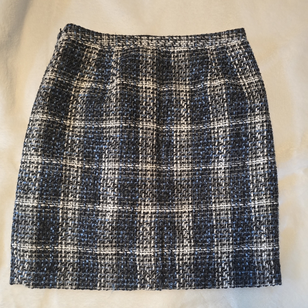 Ann Taylor LOFT Blue, Black & White Tweed Skirt size 0 petites